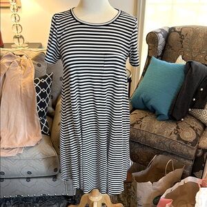 LuLaRoe Black and White Striped Dress